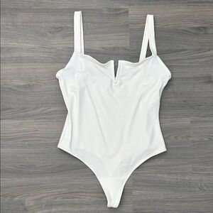 White Bodysuit with V-Neckline